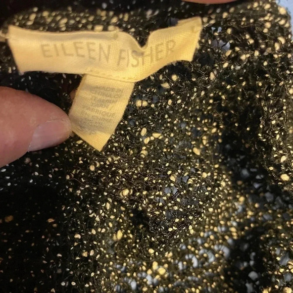 Eileen Fisher Italian Yarn‎ Black Open Knit Tunic Small Sheer Layer Preppy - Picture 4 of 5